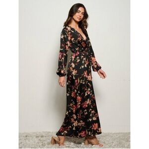Floral Wrap Dress with Long Sleeves
